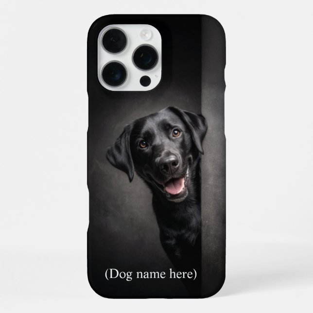 Funda Para iPhone Retrato Personalizado de Labrador Negro (Reverso )
