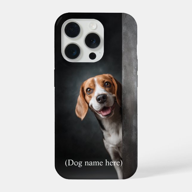 Funda Para iPhone Retrato personalizado de perro Beagle (Reverso )