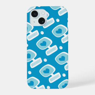 Funda para iPhone Retro Blue Heart Computer Geeky