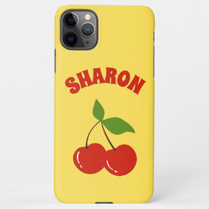 Funda Para iPhone 11Pro Max Retro Cherries Vintage Cherry Custom Name Yellow