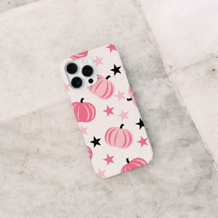 Funda Para iPhone 16 Pro Max Retro Chic Patrón de Calabaza Rosa Caprichoso Otoñ