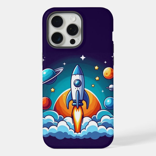 Funda Para iPhone Retro, cohete espacial exterior (Reverso )