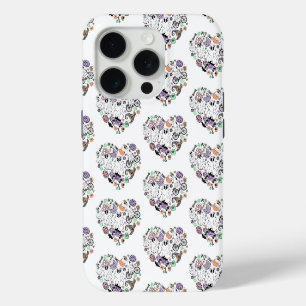 Retro fantasmas de Halloween y corazón en forma de