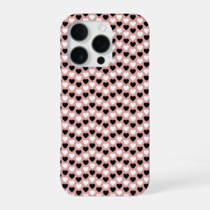 Funda Para iPhone 16 Pro Retro Hearts Pink Black & White