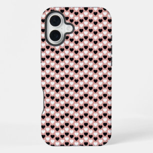 Funda Para iPhone 16 Plus Retro Hearts Pink Black & White