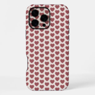 Funda Para iPhone 16 Pro Max Retro Hearts Pink Burgundy Y2K Style