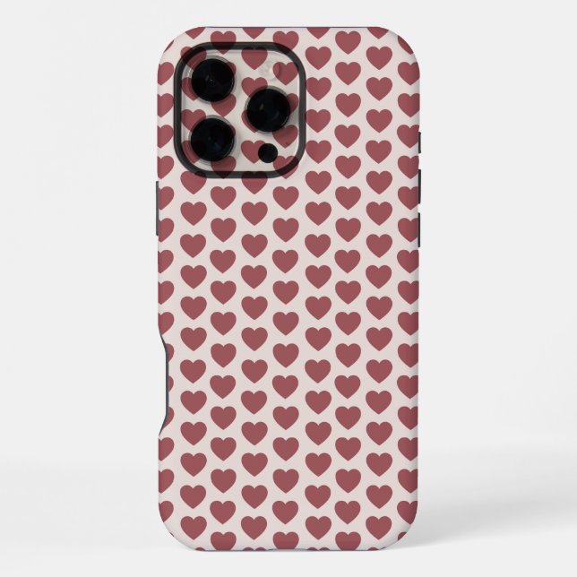 Funda Para iPhone Retro Hearts Pink Burgundy Y2K Style (Reverso )