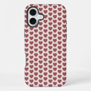 Funda Para iPhone 16 Plus Retro Hearts Pink Burgundy Y2K Style