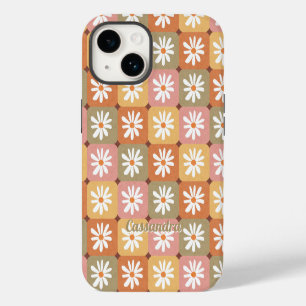 Funda Para iPhone 14 Retro Hippie 1960 años 1970 años Daisy Floral Rosa