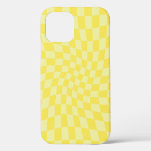 Funda Para iPhone 12 Retro Limón Amarillo Pastel Tablero de Damas Defor