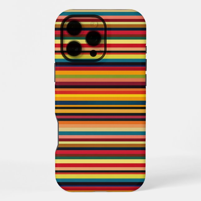 Funda Para iPhone Retro Multicoloured Striped Print iPhone Case (Reverso )