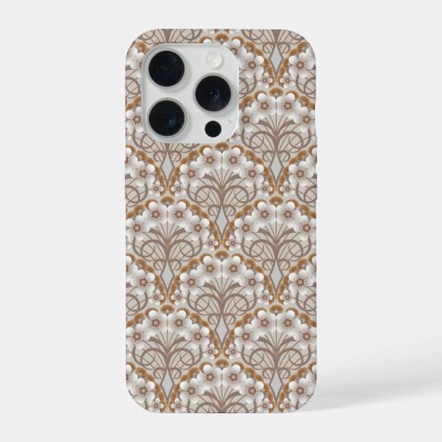 Funda Para iPhone Retro Nouveau - Natures Curves and Timeless Blooms (Reverso )