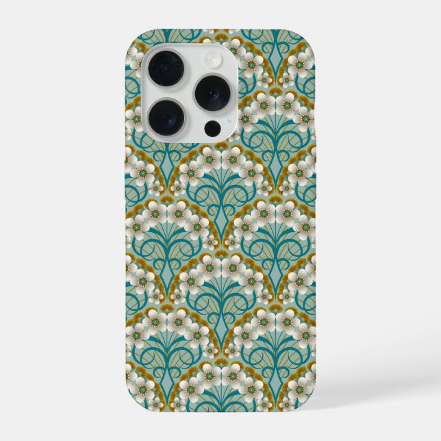 Funda Para iPhone Retro Nouveau - Natures Curves and Timeless Blooms (Reverso )
