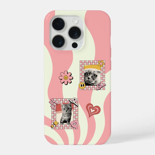 Funda Para iPhone Retro Pink Nostalgic Cat (Reverso )