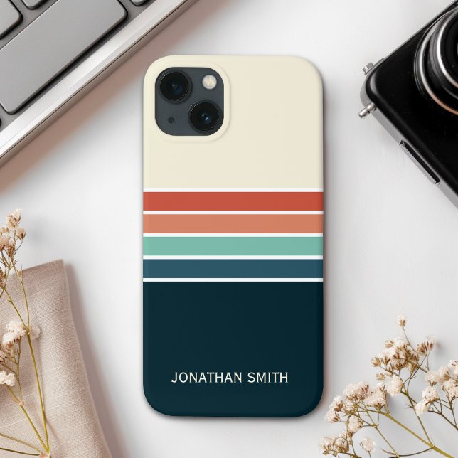 Funda Para iPhone Retro Striped Pattern 70's 80's, Colorful (Subido por el creador)