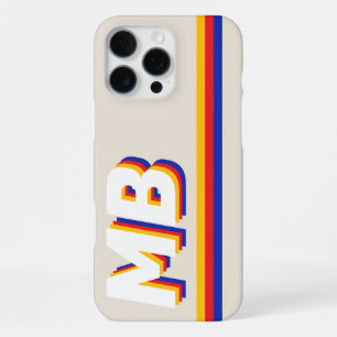 Funda Para iPhone 16 Pro Max Retro Stripes Monograma inicial personalizado