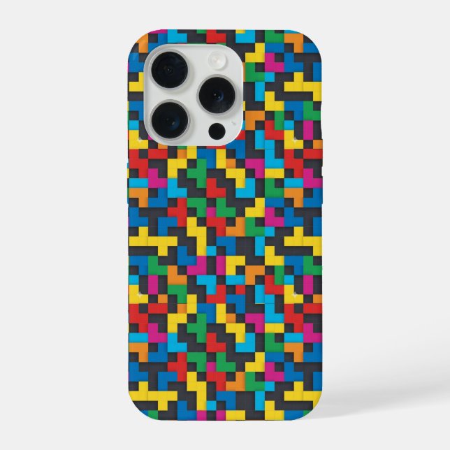 Funda Para iPhone Retro Tetris Blocks Seamless Pattern (Reverso )