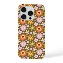 Retro verde oliva Floral abstracto en plena florac