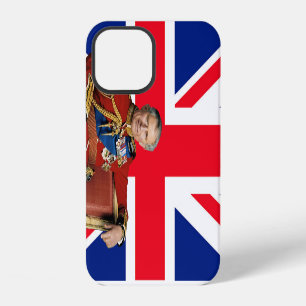 Funda Para iPhone 12 Rey Carlos III con bandera británica