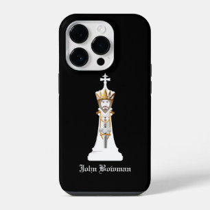 Funda Para iPhone 14 Pro Rey de ajedrez blanco / Nombre personalizado