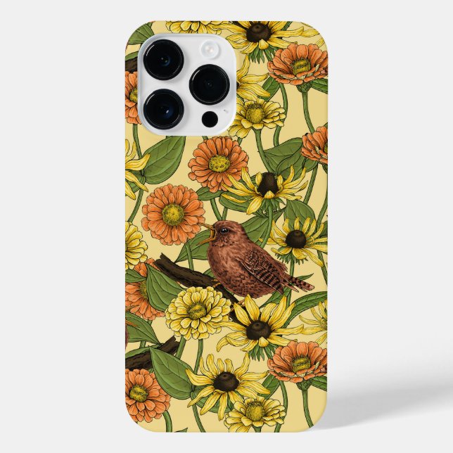 Funda Para iPhone Reyes y flores sobre amarillo pálido (Reverso)