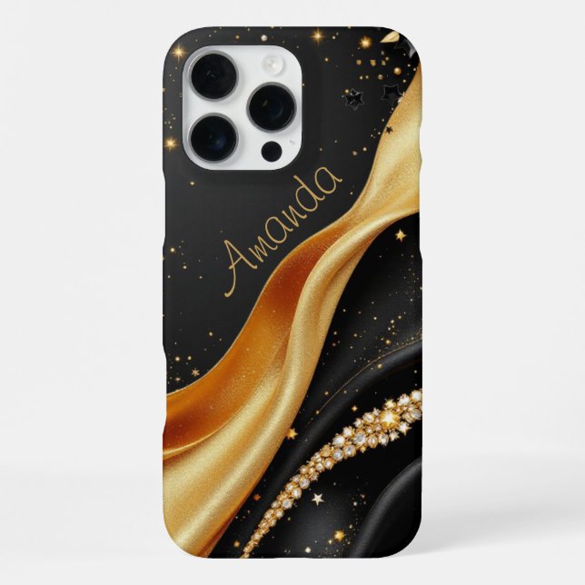 Funda Para iPhone Ricas flores doradas oscuras (Reverso )
