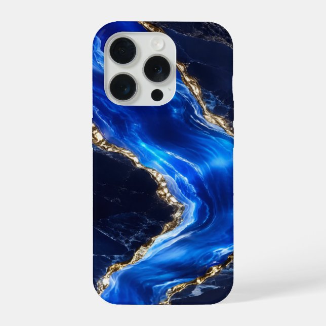 Funda Para iPhone Río de mármol de zafiro de lujo (Reverso )