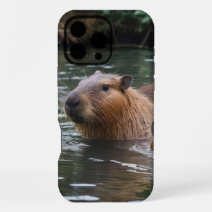 Funda Para iPhone 16 Pro Max "Río Serenidad: Carpinchos Nadando en el Flujo"
