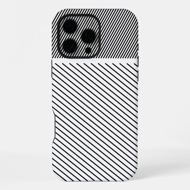 Funda Para iPhone Ritmo Diagonal en Blanco y Negro (Reverso )