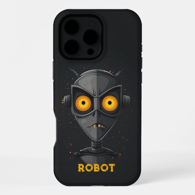Funda Para iPhone Robot negro enojado (Reverso )