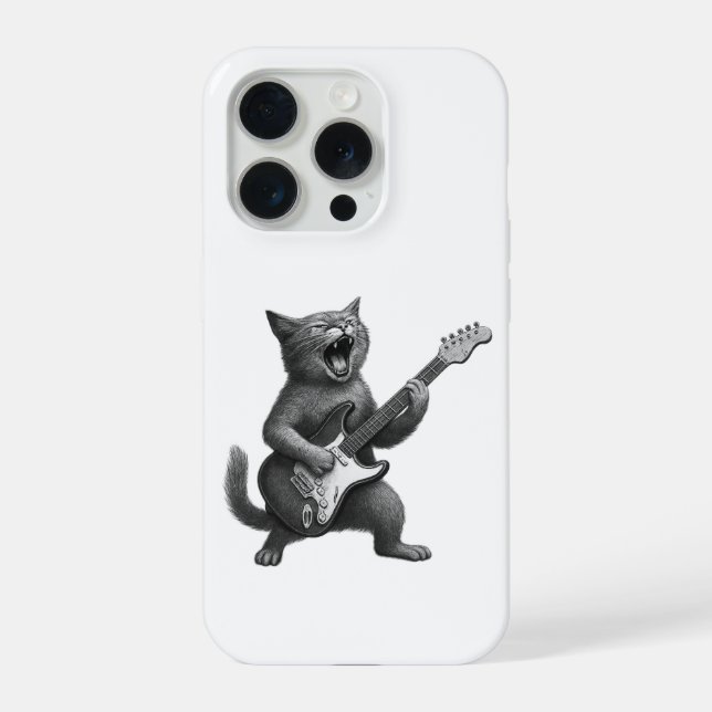 Funda Para iPhone Rocker Cat iPhone Case (Reverso )