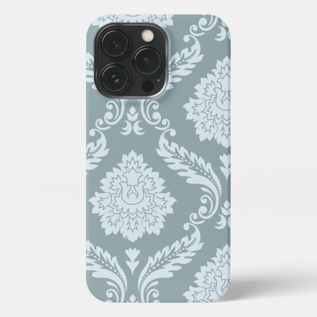 Funda Para iPhone Rococo Damask Art I Duck Egg Blue+Teal (Reverso)