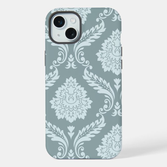 Funda Para iPhone Rococo Damask Art I Duck Egg Blue+Teal (Reverso )