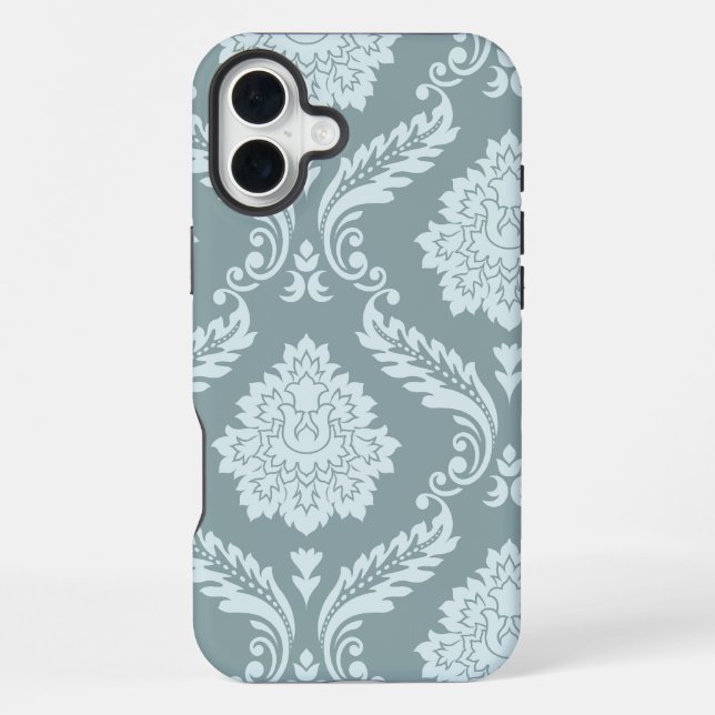 Funda Para iPhone Rococo Damask Art I Duck Egg Blue+Teal (Reverso )