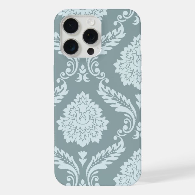 Funda Para iPhone Rococo Damask Art I Duck Egg Blue+Teal (Reverso )