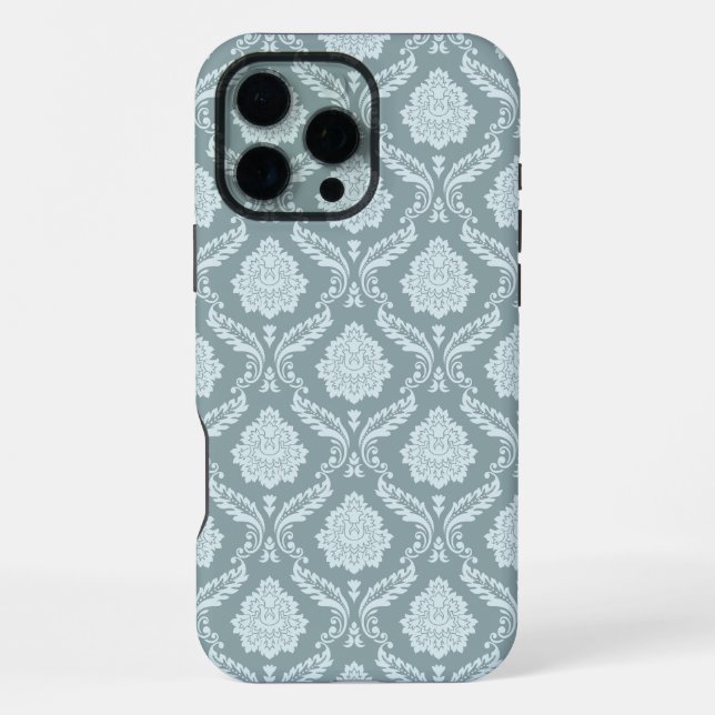 Funda Para iPhone Rococo Damask Rpt Patrón Pato Huevo Azul+Verde Tea (Reverso )