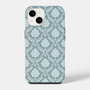 Funda Para iPhone 14 Rococo Damask Rpt Patrón Pato Huevo Azul+Verde Tea