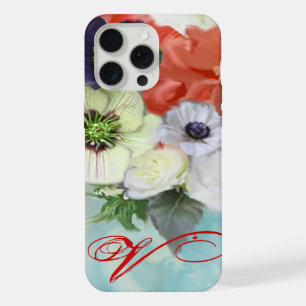 ROJAS ROSAS BLANCAS Y FLORES DE ANÉMONA MONOGRAMA