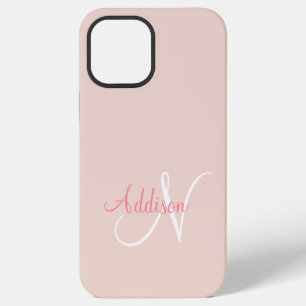 Funda Para iPhone 12 Pro Max Rojecito de Rubor Monograma Personalizado Elegante