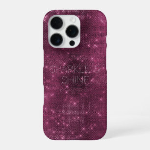 Funda Para iPhone 16 Pro Rojo Burdeos Glitzy Chic Glam Brillante