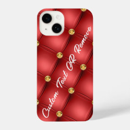 Funda Para iPhone 14 Rojo de oro Diamante Personalizado Tufted Textos E