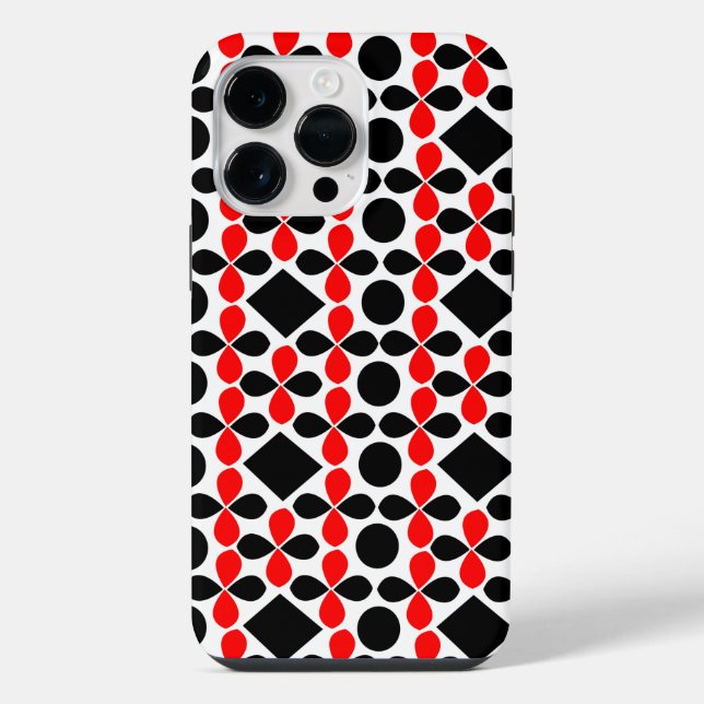 Funda Para iPhone Rojo Negro Geométrico  (Reverso )