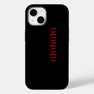 Funda Para iPhone 14 Rojo negro tu nombre Minimalista personal moderno