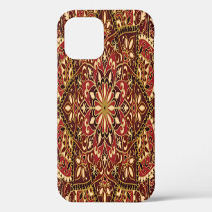 Funda Para iPhone 12 Rojo oriental: Alfombra floral vintage