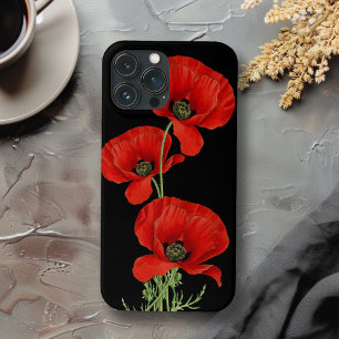 Funda Para iPhone 13 Pro Max Rojo Poppies Colorful Vintage Botanical