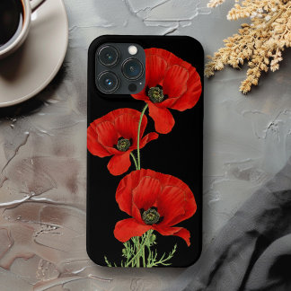 Funda Para iPhone 13 Pro Max Rojo Poppies Colorful Vintage Botanical