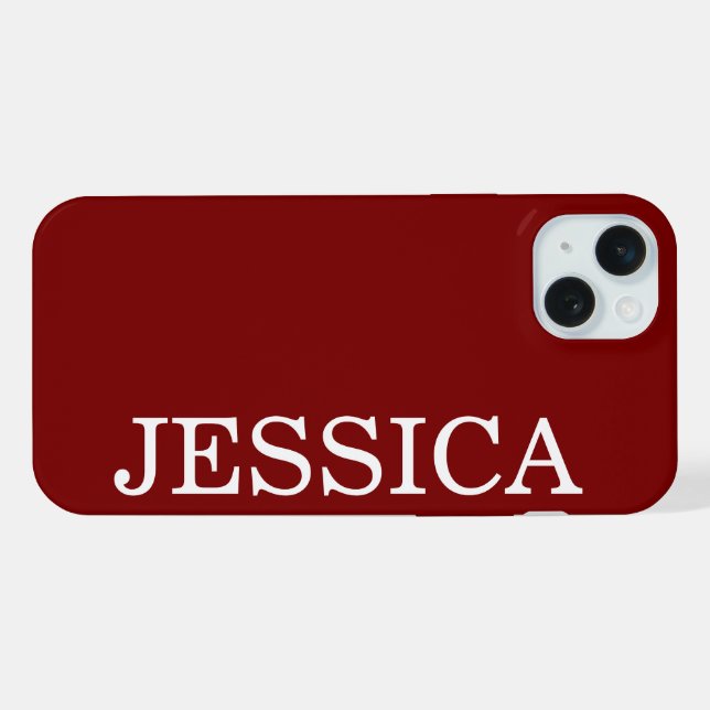 FUNDA PARA iPhone ROJO PROFUNDO MODERNO NOMBRE PERSONALIZADO SENCILL (Reverso Horizontal)