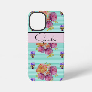 Funda Para iPhone 12 Mini Rojo Rosa Rosas De Acuarela Flores Florales Teléfo