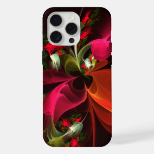 Rojo Verde Floral Moderno Patrón de Arte Abstracto
