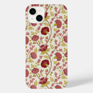 Funda Para iPhone 14 Plus Rojos de patrón floral jacobino rosan crema de oro